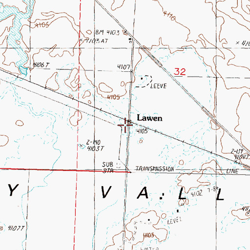 Topographic Map of Lawen, OR