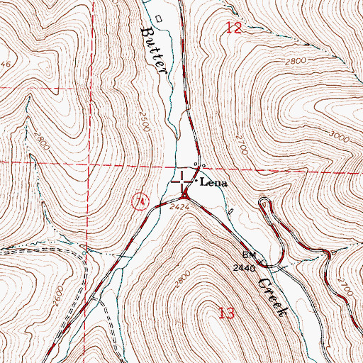Topographic Map of Lena, OR