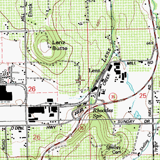Topographic Map of Lenz, OR