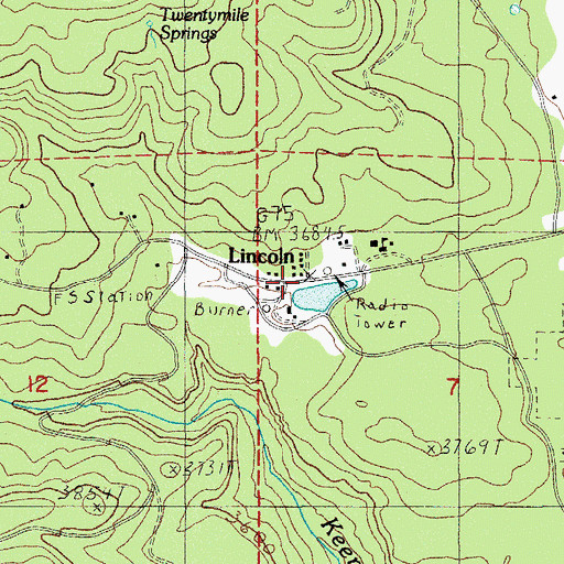 Topographic Map of Lincoln, OR