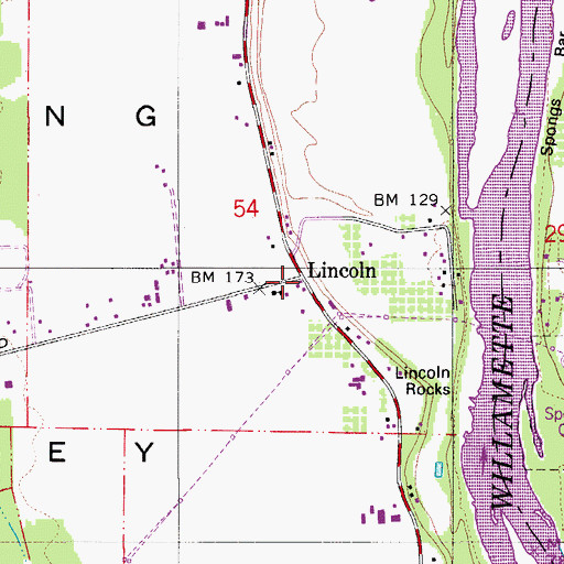 Topographic Map of Lincoln, OR