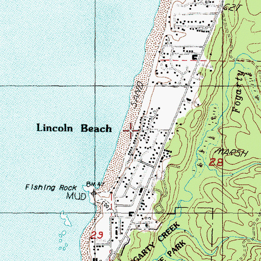 Topographic Map of Lincoln Beach, OR