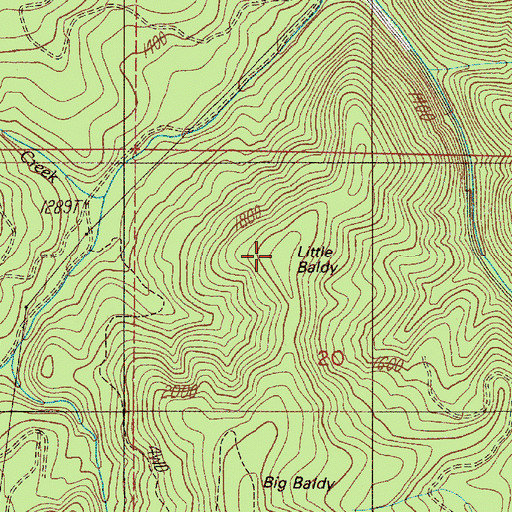 Topographic Map of Little Baldy, OR