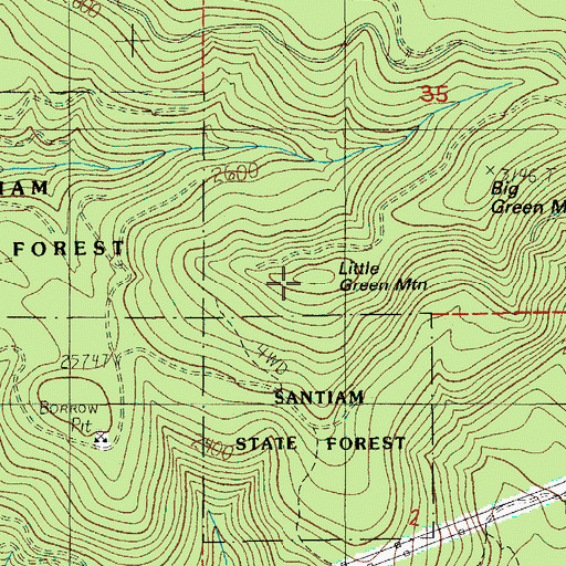 Topographic Map of Little Green Mountain, OR