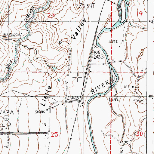 Topographic Map of Little Valley (historical), OR