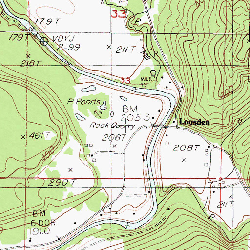 Topographic Map of Logsden, OR