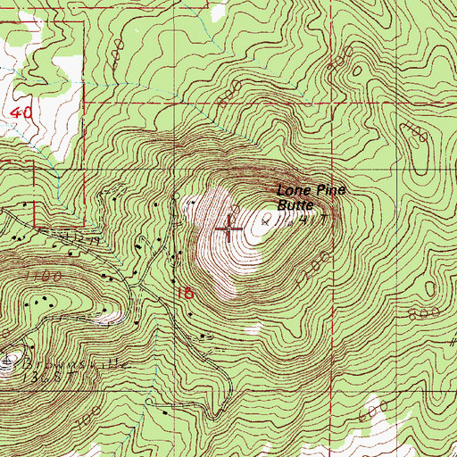 Topographic Map of Lone Pine Butte, OR