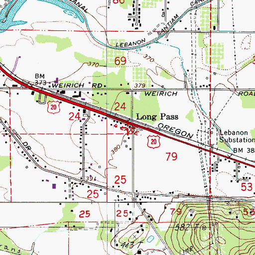 Topographic Map of Long Pass, OR