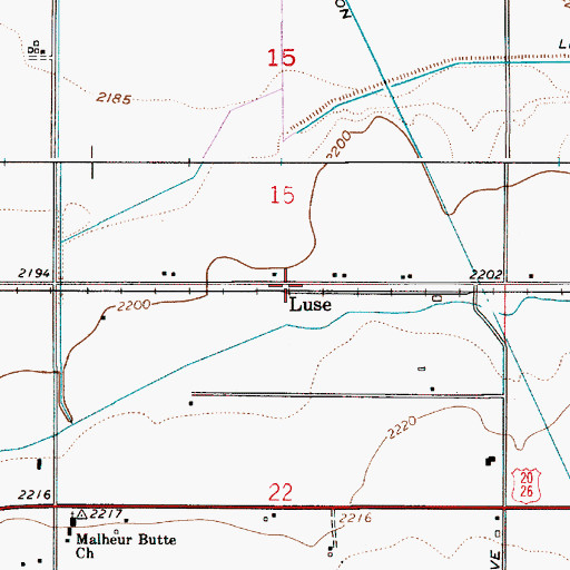 Topographic Map of Luse (historical), OR