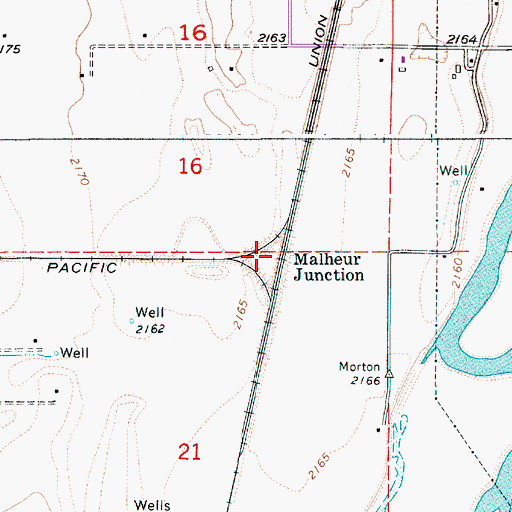 Topographic Map of Malheur Junction, OR