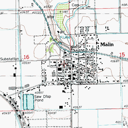 Topographic Map of Malin, OR