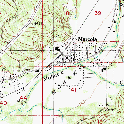Topographic Map of Marcola, OR