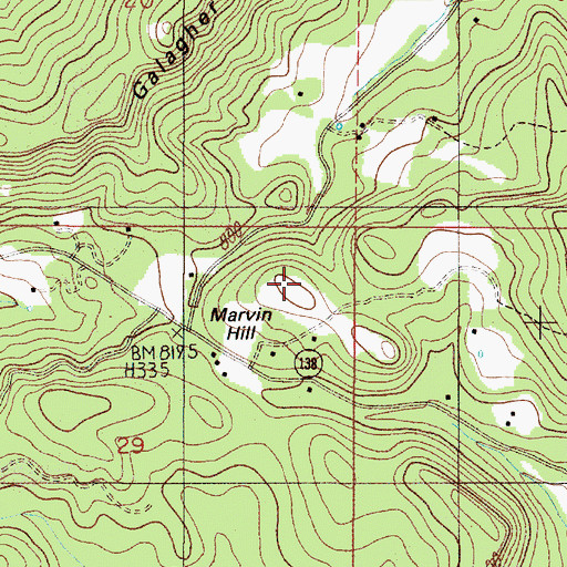 Topographic Map of Marvin Hill, OR