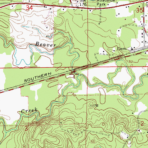 Topographic Map of Bear Creek, AL