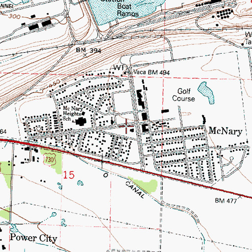 Topographic Map of McNary, OR