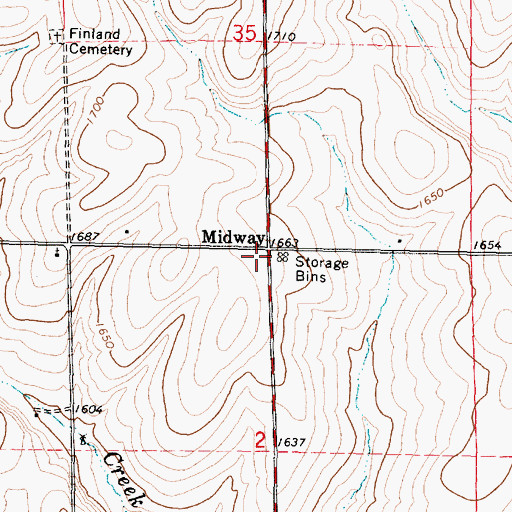 Topographic Map of Midway, OR