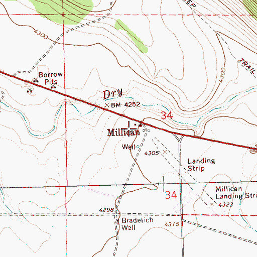 Topographic Map of Millican, OR