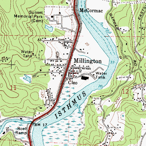 Topographic Map of Millington, OR