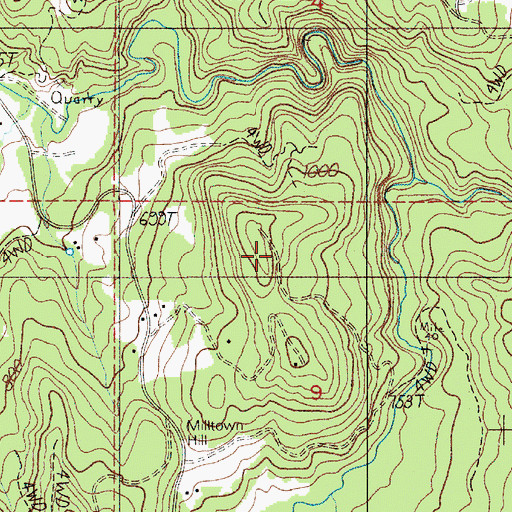 Topographic Map of Milltown Hill, OR