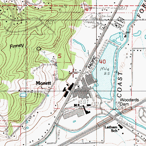 Topographic Map of Monett, OR