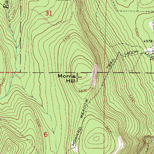 Topographic Map of Morris Hill, OR