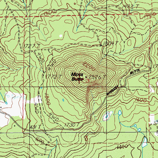 Topographic Map of Moss Butte, OR