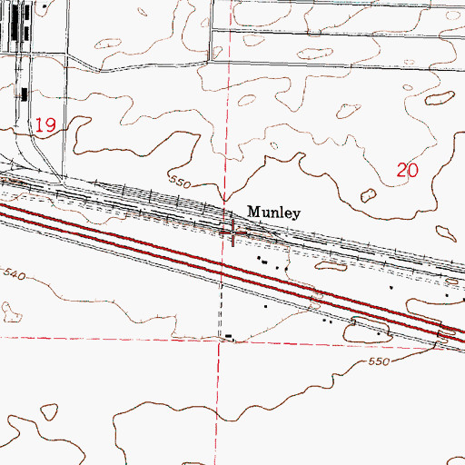 Topographic Map of Munley, OR