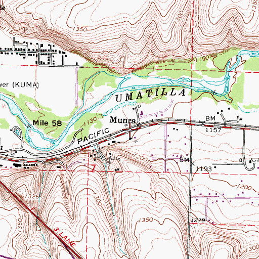 Topographic Map of Munra (historical), OR