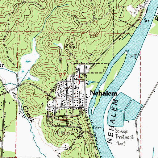 Topographic Map of Nehalem, OR