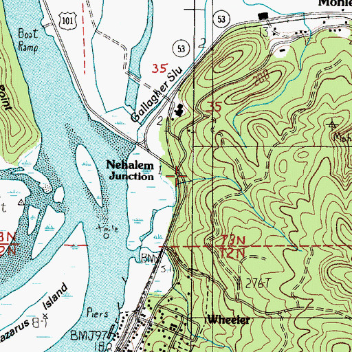 Topographic Map of Nehalem Junction, OR