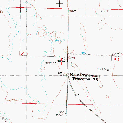 Topographic Map of New Princeton, OR