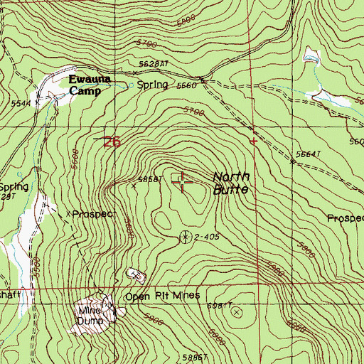 Topographic Map of North Butte, OR