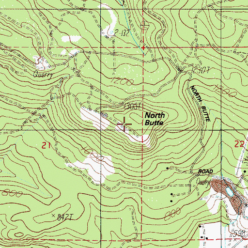 Topographic Map of North Butte, OR