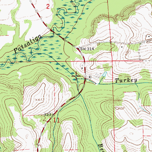 Topographic Map of Bear Creek, AL