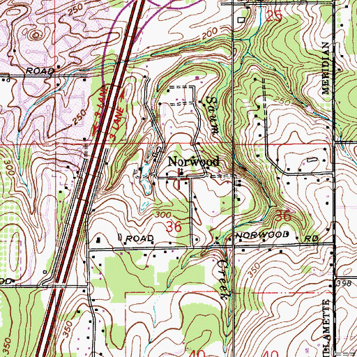 Topographic Map of Norwood, OR