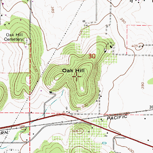 Topographic Map of Oak Hill, OR