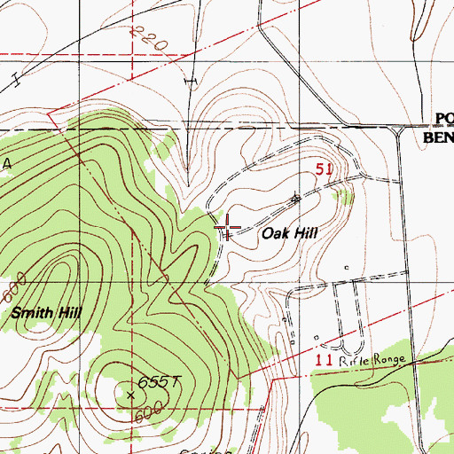 Topographic Map of Oak Hill, OR