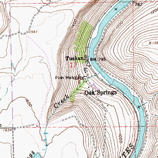 Topographic Map of Oak Springs, OR