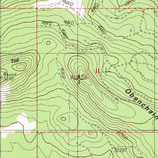 Topographic Map of Obenchain Mountain, OR