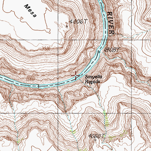 Topographic Map of Sinyella Rapids, AZ