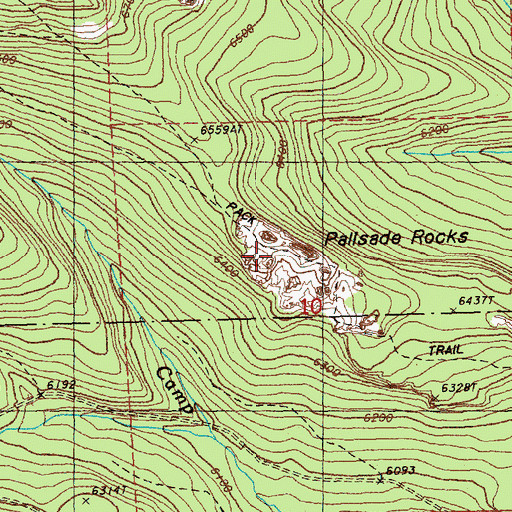 Topographic Map of Palisade Rocks, OR