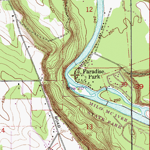 Topographic Map of Paradise Park, OR