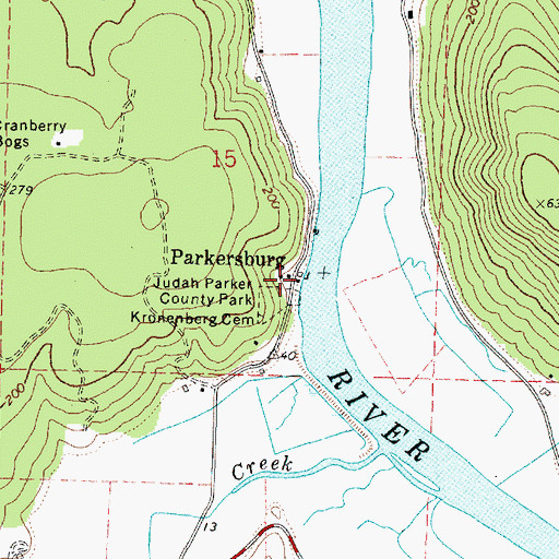 Topographic Map of Parkersburg, OR