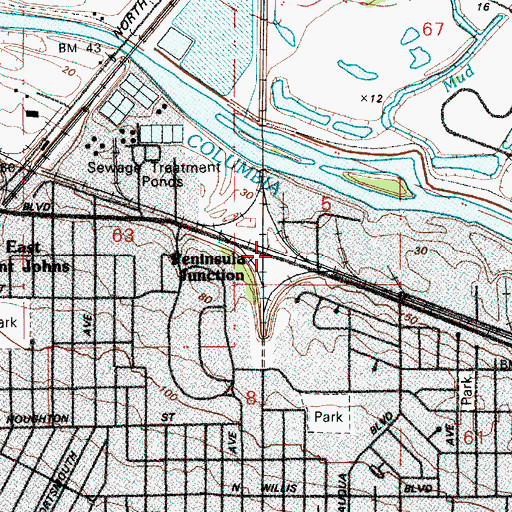 Topographic Map of Peninsula Junction, OR