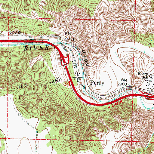 Topographic Map of Perry, OR
