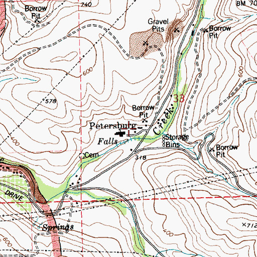Topographic Map of Petersburg, OR