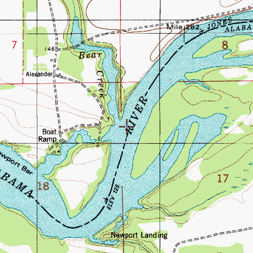 Topographic Map of Bear Creek, AL