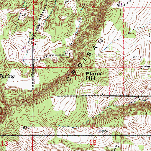 Topographic Map of Plank Hill, OR