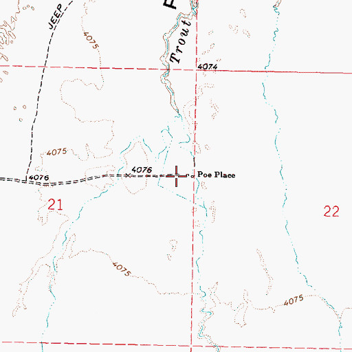 Topographic Map of Poe Place, OR
