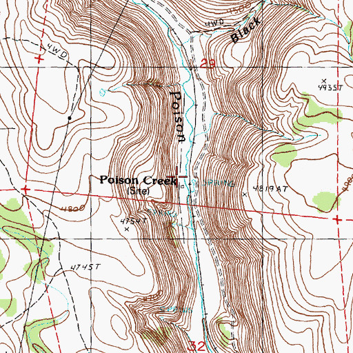 Topographic Map of Poison Creek (historical), OR